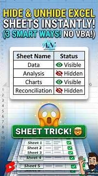 Hide & Unhide Excel Sheets Instantly (3 Smart Ways!) 🤯 #OfficeANcode