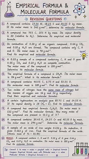 🧠 Molecular Formula and empirical formula Master Challenge | Pause & Solve!