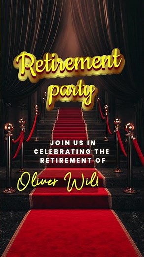 VIP Red Carpet Retirement Invitation | Glamorous Animated Video Evite Editable in Canva