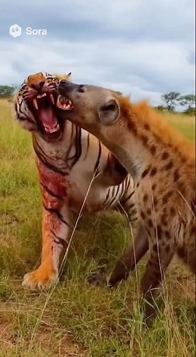 Agressive Tiger And Hyna Fight #animals #tiger #tigerattack