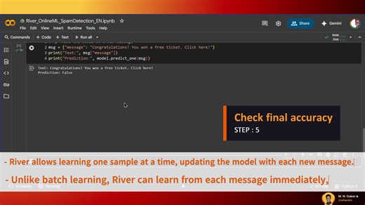 مكتبة بايثون (River) تمكن نماذج ML من التعلم باستمرار مع تدفق البيانات: المستقبل أصبح هنا 🚀💡 يمكن للنموذج الآن التعلم عينة بعينة فور وصول البيانات الجديدة باستخدام مكتبة River في Python، والتي تفتح آفاقًا واسعة للتعلم الآلي المتدفق (Online ML). مميزات River 👇 ✴️ تدريب مستمر على تدفق البيانات: كل عينة جديدة تعلم النموذج فورًا دون الحاجة لإعادة التدريب. ✴️ يمكن للنموذج التعامل مع تغير سلوك المستخدمين أو الأنماط الجديدة للبيانات (Concept Drift). ✴️ خوارزميات جاهزة مثل الانحدار اللوجستي، وأشجار ا