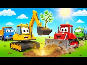 Construction Trucks Adventure! 🚜 Excavator & Bulldozer Plant a Tree 🌳 Fun Learning for Kids