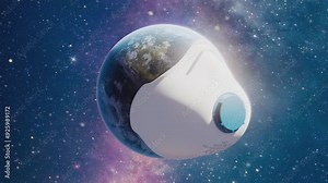 A Huge Respiratory Mask Covering Planet Earth Global Health Issues Protection Footage Shows Planet Earth In Space A Huge Respiratory Protective Mask Covering The Globe