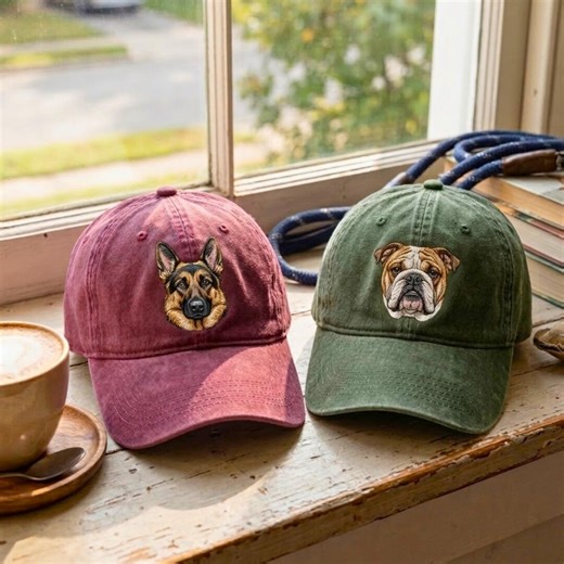 Custom Embroidered Pet Portrait Baseball Cap: Dog, Cat Photo Hat - Etsy