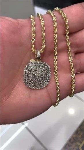 10K Solid Gold Rope Chain & Natural Diamond Pendant #diamondpendant #goldpendants #pendant