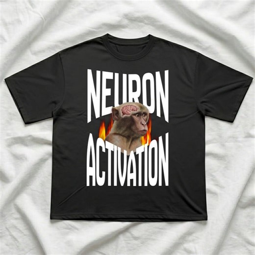 Neuron Activation Monkey Brain T-shirt, Graphic Tee, Minimalist Urban Clothing, Trendy Oversized T-shirt - Etsy