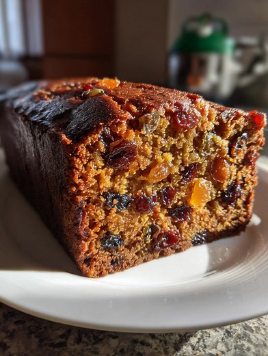 Moist Christmas Fruit Cake Festive Moist Christmas Fruit Cake Ingredients: 250 g (1 ¾ cups) all-purpose flour 1 tsp baking powder ¼ tsp salt 175 g (¾ cup) unsalted butter, softened 200 g (1 cup) brown sugar 4 eggs 120 ml (½ cup) milk 150 g (1 cup) raisins 150 g (1 cup) chopped candied fruit 100 g (½ cup) chopped glacé cherries 50 g (¼ cup) chopped walnuts or almonds 1 tsp vanilla extract ½ tsp ground cinnamon ½ tsp ground nutmeg 2 tbsp rum, brandy, or orange juice for soaking 👩‍🍳 Instructions 