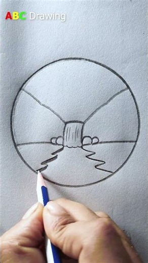 Mountain Waterfall Scene Drawing #shorts #easydrawing #art