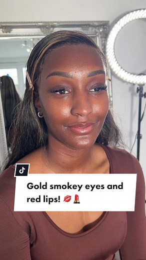 Full Glam Makeup Tutorial with Gold Smokey Eyes and Red Lips