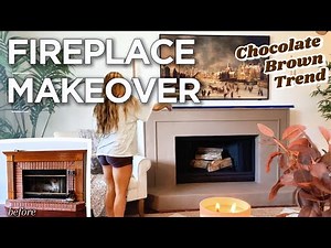 FIREPLACE MAKEOVER - Brick to Concrete and Wood
