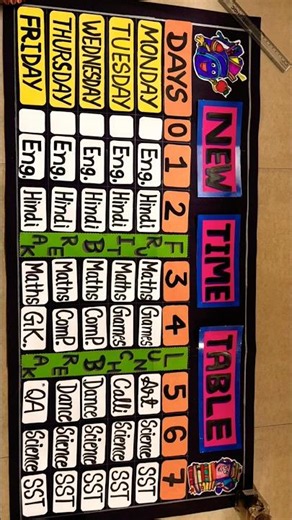 Time table design for classroom #timetableforstudents #timetable #art #drawing #decorative #designs