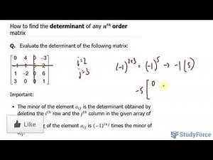 📚 How to find the determinant of a 4×4 matrix by cofactor expansion (Question 1)