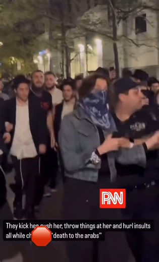 Jacob Berger on Instagram: "Imagine the headlines if a pro-pali group ever did this to a Jewish zionist woman while chanting “D to the Jews”. Would be frontpage news. And notice how just ONE cop there to stop them when SRG is all over the place. All these dudes are straight up 🐄ards"