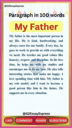 paragraph on my father | essay on my father | my father par paragraph in english | my dad essay