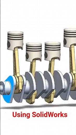 Design a part of a four-cylinder car engine using SolidWorks