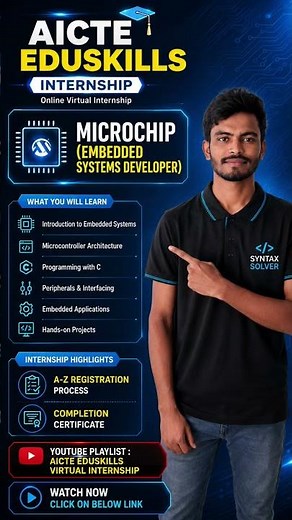AICTE EduSkills Microchip Embedded Systems Developer.Virtual Internship 2026 | Free Certificate