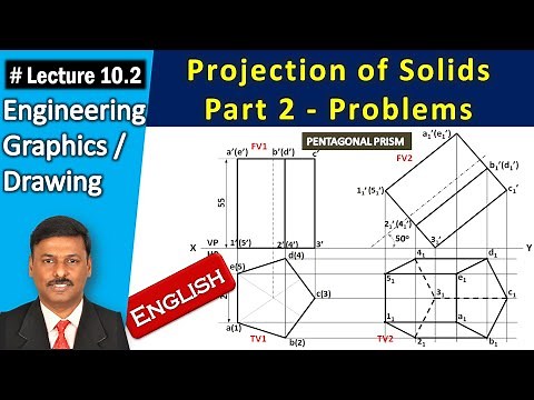 Projection of Solids (English) | Part 2 - Problem | Lecture 10.2 | Engineering Graphics