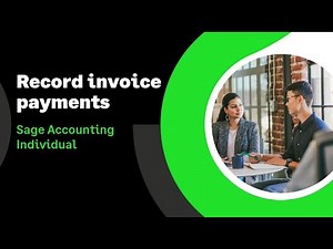 Sage Accounting Individual (UK):Record invoice payments