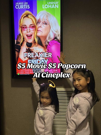 @Cineplex Movie Night for Just $5! 🎬🍿 Last night we took advantage of Cineplex’s sweet deal: $5 movie tickets $5 popcorn! (Only for August 30 & 31, 2025) 🎟️🍿 The girls were beyond excited, and honestly, who can say no to a night out at the movies for that price? 😍 We watched Freakier Friday and it was such a funny yet meaningful movie, definitely one worth watching. The whole family loved it! 💖✨ Hope Cineplex does more deals like these such a win for everyone! 🙌 @Cineplex Pictures @Cinepl