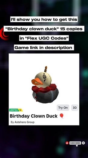 By Code! FREE "Birthday Clown Duck" (Roblox Free Limited UGC) #shorts #roblox #freebies_lina