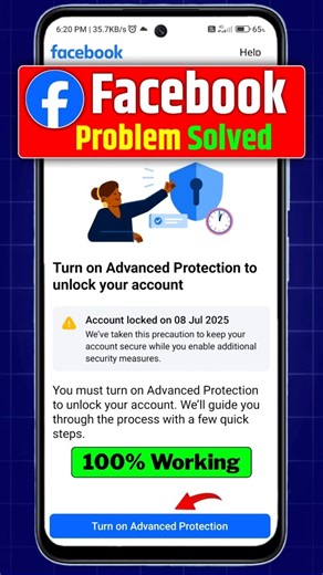 turn on advanced protection to unlock your account facebook | two factor authentication