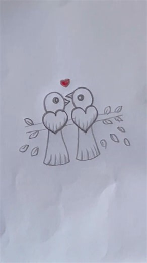 How to draw two birds from ♥️♥️ #drawing #birddrawing #youtubeshorts