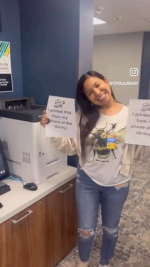 Did you know you can print from your phone at the library? Two free sheets per day! Come for the printing, stay for…all the other free library resources? 📑 📚 😃 #topekalibrary #topeka #publiclibrary #library📚 | Topeka & Shawnee County Public Library