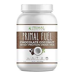 Primal Kitchen Primal Fuel Chocolate Coconut Whey Protein Powder, Gluten and Soy Free, 1.94 Pounds