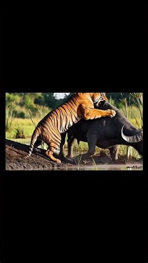Tiger hunting buffalo water. #animals #wildlife #tiger #buffalo