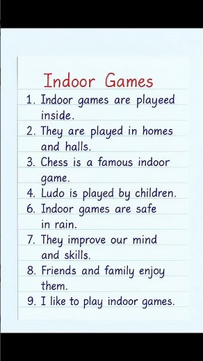 10 Lines Essay on Indoor Games | Short Essay in English #shorts