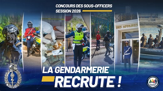 Concours des Sous-Officiers session 2026 : la gendarmerie recrute Inscrivez-vous dès maintenant sur https://rhgendarmerie.sn/ et devenez gendarme | RH Gendarmerie SN