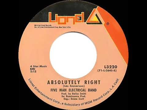 1971 HITS ARCHIVE: Absolutely Right - Five Man Electrical Band (stereo 45)