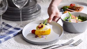 Melamine Dinnerware Sets,Plate and Bowl Set for 4,12 Pcs Dish Set with Lipped Edges,Lightweight and Reusable Dishware Sets for Camping,Dishwasher Safe,Good for Housewarming(Navy Blue,Gray)