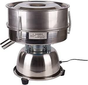 Automatic Sifter Shaker Machine, Electric Vibrating Screen Powder, Screening Sifting Machine Powder Sieve Machine for Powder Particle Stainless Steel, 10cm Hight Sieve (15 Mesh)