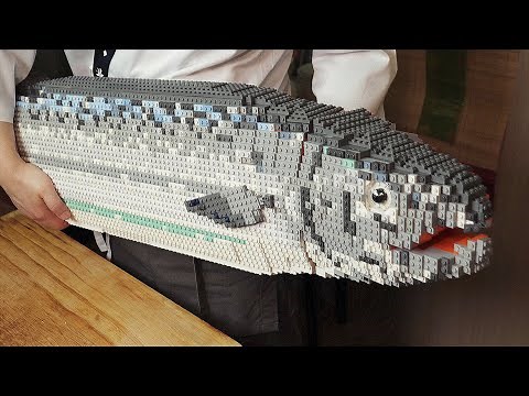 Huge Lego Salmon fish Cutting / Mukbang / Stop Motion Cooking ＆ ASMR