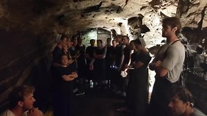 🤔 #chimneyrock Caves #NorthCarolina 😎 #spiritual People Don't need #news Amish in Western North Carolina Singing hymns, in the Caves Below Chimney Rock. | Qteam Seven