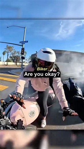 Biker Turns a Crash Into a Wholesome Moment