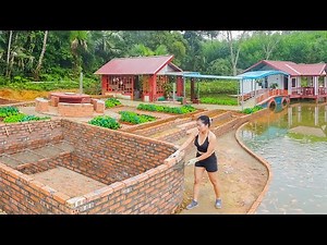 Build an Outdoor Swimming Pool with Many Red Bricks - Build Brick Steps | Ly Phuc Nhi