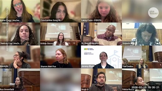 Allyson Friedman, an associate professor at Hunter College, apologized for her comments made during a virtual meeting. Friedman said she was explaining the "concept of systematic racism" to her child using an "obviously racist trope" when the "inadvertent unmute" occurred. | USA TODAY Video