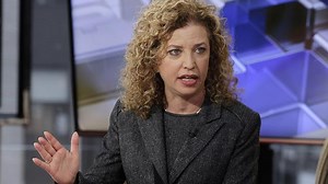 Wasserman Schultz blasts Trump from inside the arena