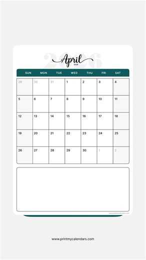 Printable April 2026 Calendar (US) | A4 & Letter Size | April 2026 Calendar Printable | Free PDF