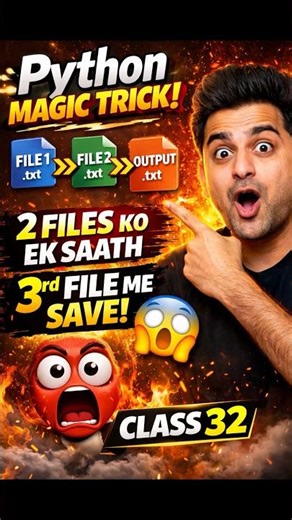 Python Class 32: 👉 “2 Files Ko Ek Saath Read karke 3rd File Me Save 😱 | Python Magic Trick!”