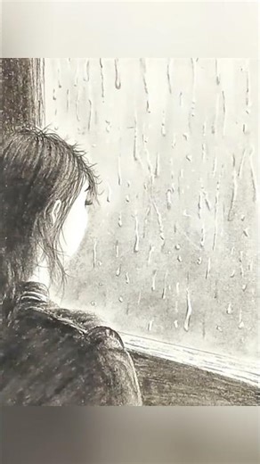 How to Draw a Girl Watching Rain Through a Realistic Window ✏️☔