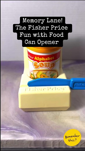 Take a stroll down memory lane with this one! The 1987 Fisher Price Fun with Food Can Opener! #Nostalgia #MemoryLane #oldtoys #playfood #retrotoys #childhoodmemories #blastfromthepast | CPJ Collectibles