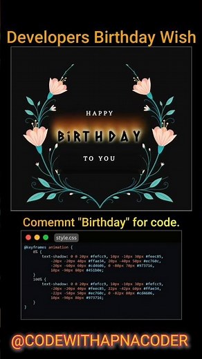 🎉 Developer Birthday Wish Animation #shorts #webdevelopment #html #coding