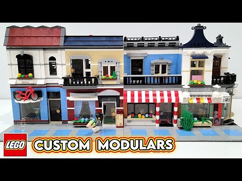Custom LEGO Modular Buildings! Bikes, Café, Candy, & Corner Store