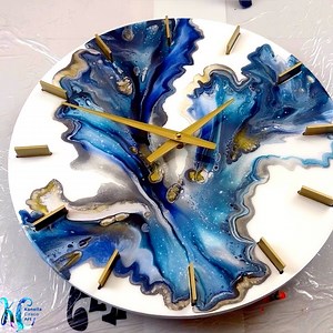 STUNNING Clock!! 🕑 - Acrylic Pour Painting Clock Kit from Bear Woods Supply Company save 5% off using code KANELLA • #kanellaciracoart #clock #painting #mixedmedia #satisfying | Kanella Ciraco Art