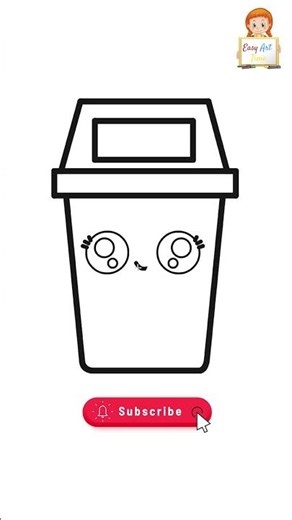 Cute Dustbin Drawing in 30 Seconds 🗑️ | Easy Drawing for Kids #shorts
