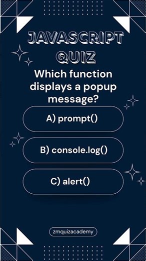 Which function displays a popup message? #coding #youtubeshorts #webdev