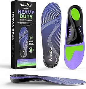 Work Boot Insoles for Standing All Day - Welnove 220 LBS Heavy Duty High Arch Support Orthotic Inserts for Plantar Fasciitis,Flat Feet,Foot Pain,Anti Fatigue Work Orthotic Insoles for Men Women,L